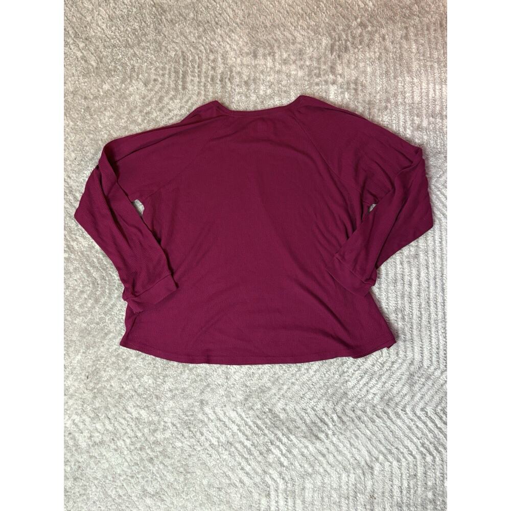 MUK LUKS Women’s Burgundy Solid Knit Long Sleeve Crew Neck Pullover Top XL - Picture 5 of 8
